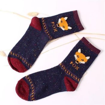 House Of Dasein Snowy Little Fox Socks - Navy Fox
