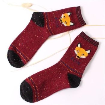 House Of Dasein Snowy Little Fox Socks - Red Fox