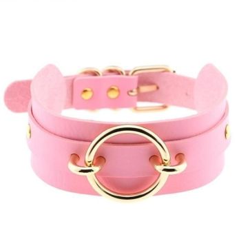 House Of Dasein Golden Ring Collar Bdsm Accessories - Pink