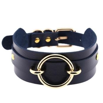 House Of Dasein Golden Ring Collar Bdsm Accessories - Navy
