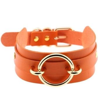 House Of Dasein Golden Ring Collar Bdsm Accessories - Orange