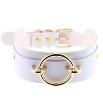 House Of Dasein Golden Ring Collar Bdsm Accessories - White