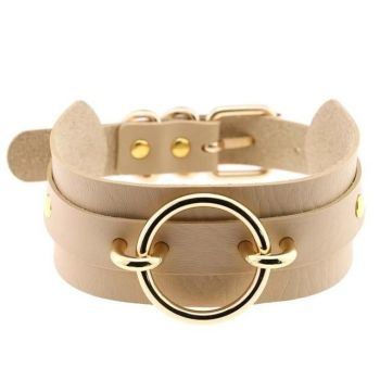 House Of Dasein Golden Ring Collar Bdsm Accessories - Tan
