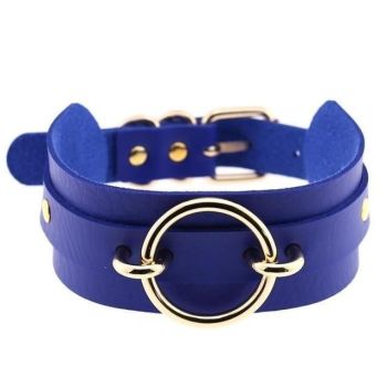 House Of Dasein Golden Ring Collar Bdsm Accessories - Dark Blue