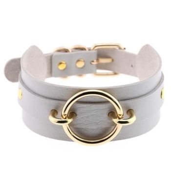 House Of Dasein Golden Ring Collar Bdsm Accessories - Grey