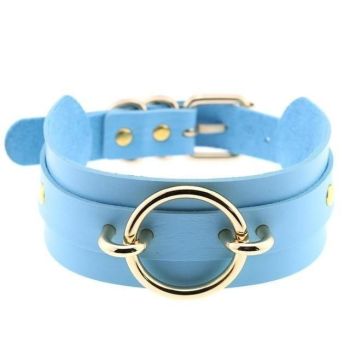 House Of Dasein Golden Ring Collar Bdsm Accessories - Sky Blue