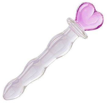 House Of Dasein Glass Dildo Sex Toy Women - Pink - Heart Wand