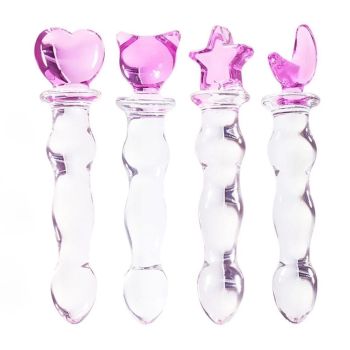 House Of Dasein Glass Dildo Sex Toy Women - Pink - Set Of All 4 (Save $40)