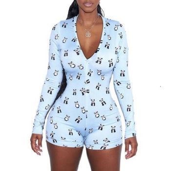 House Of Dasein Panda Sleeper Abdl Ddlg Onesie - Blue - Xl