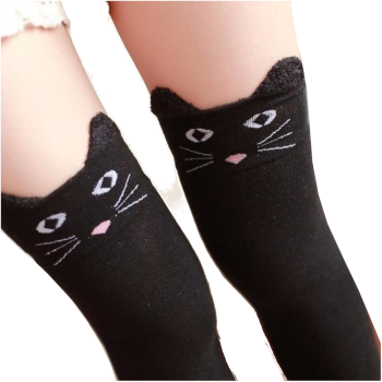 Hod Health & Home Cotton Animal Thigh Highs Knee Socks - Skin - Black Cat