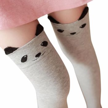 Hod Health & Home Cotton Animal Thigh Highs Knee Socks - Skin - Gray Panda