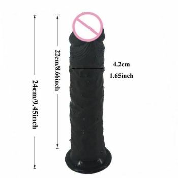House Of Dasein Large Realistic Silicone Dildo Anal Plug 24Cm Black - Black