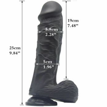 House Of Dasein Silicone Realistic Dildo 25.5Cm Thick Butt Plug Anal Purple - Black