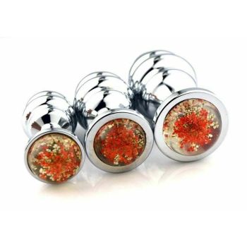 House Of Dasein 3Pcs / Set Spiral Flower Crystal Butt Plug Anal Sex Toys For Couples - Orange