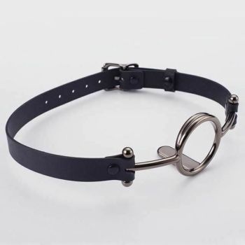 House Of Dasein Leather Metal O'ring Tongue Depressor Deep Throat Training Gag Bdsm - Silver