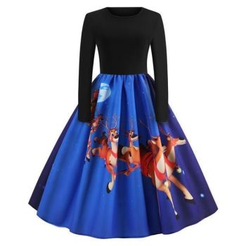 House Of Dasein Sweetest Little Christmas Dress - Xxl - Blue Sleigh