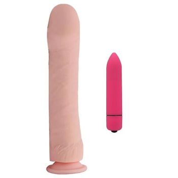 House Of Dasein Huge Soft Silicone Dildo 26Cm Flexible Vibrator - Dildo With Pink Vibrator