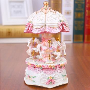 Hod Health & Home Light Up Carousel Music Box - White
