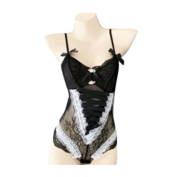 House Of Dasein Lace Corset Bodysuit Women Harness Fetish Clothing - Peach