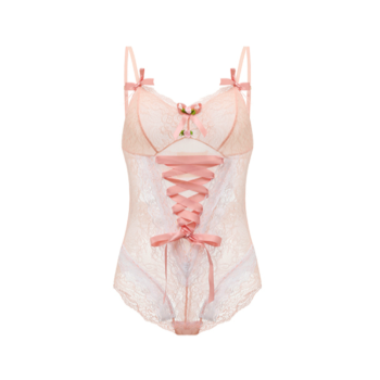 House Of Dasein Lace Corset Bodysuit Women Harness Fetish Clothing - Black