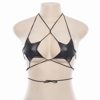 House Of Dasein Latex Star Bralette Kawaii Lingerie Women - Black