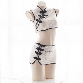 House Of Dasein Cheongsam See Through Lingerie Set For Women - White