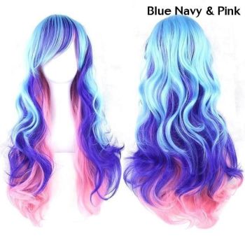 House Of Dasein Long Cotton Candy Cosplay Wig - Blue Navy & Pink