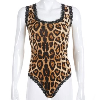 House Of Dasein Leopard Lace Back Bodysuit Lingerie - S