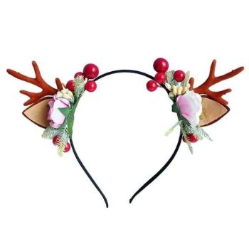 Hod Health & Home Handmade Reindeer Antlers - Green - Green & White Foilage