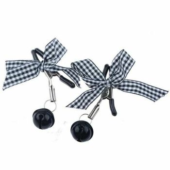 House Of Dasein Cute Bow Bell Nipple Clamps Bdsm Littles Kink Fetish - Black