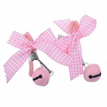 House Of Dasein Cute Bow Bell Nipple Clamps Bdsm Littles Kink Fetish - Pink