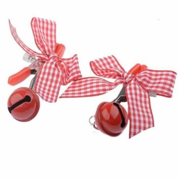 House Of Dasein Cute Bow Bell Nipple Clamps Bdsm Littles Kink Fetish - Red