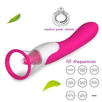 House Of Dasein Oral Sex Licking Tongue Vibrator Breast Suction Cup Vibrating Clitoral Massager - Rose Red
