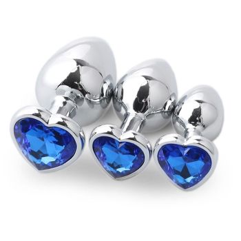 House Of Dasein 3Pcs / Set Butt Jewellery Heart Metal Anal Plug Sex Toys Women - Blue - 3 Set