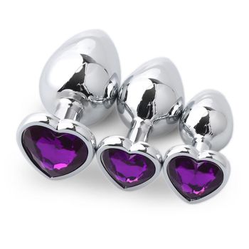 House Of Dasein 3Pcs / Set Butt Jewellery Heart Metal Anal Plug Sex Toys Women - Purple - 3 Set