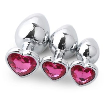 House Of Dasein 3Pcs / Set Butt Jewellery Heart Metal Anal Plug Sex Toys Women - Pink - 3 Set