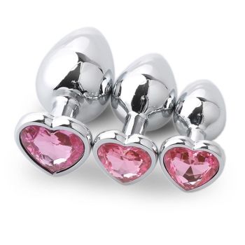 House Of Dasein 3Pcs / Set Butt Jewellery Heart Metal Anal Plug Sex Toys Women - Light Pink - 3 Set