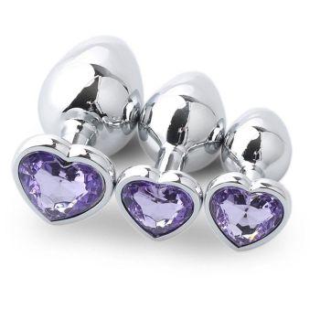 House Of Dasein 3Pcs / Set Butt Jewellery Heart Metal Anal Plug Sex Toys Women - Light Purple - 3 Set
