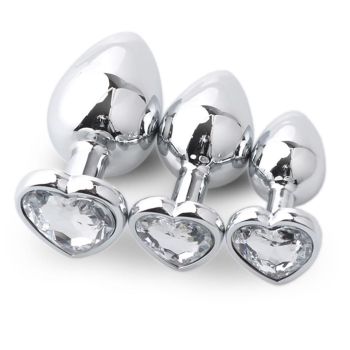 House Of Dasein 3Pcs / Set Butt Jewellery Heart Metal Anal Plug Sex Toys Women - Clear - 3 Set