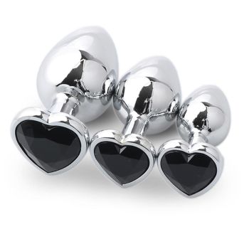 House Of Dasein 3Pcs / Set Butt Jewellery Heart Metal Anal Plug Sex Toys Women - Black - 3 Set