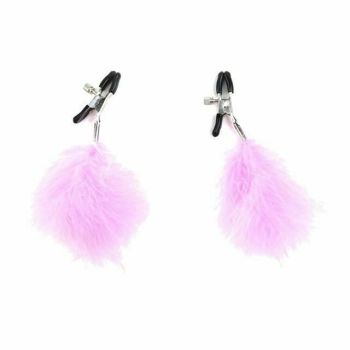 House Of Dasein Fluffy Feather Nipple Clamps Breast Bondage Kink Fetish Restraints - Pink