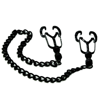 House Of Dasein Black Metal Nipple Clamps Chain Breast Bondage Bdsm Kink Fetish Restraints - Black