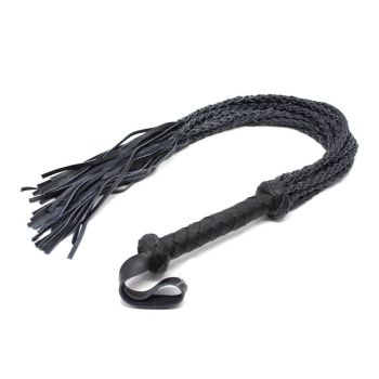 House Of Dasein Genuine Leather Braided Flogger Black Sex Whip Bdsm Spanking Fetish - Black