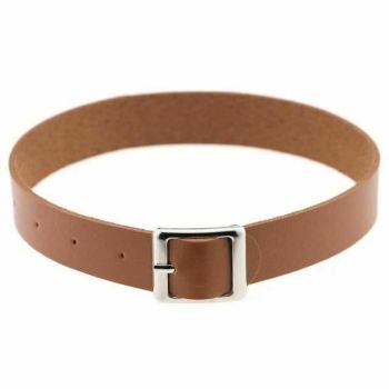 House Of Dasein Bdsm Belt Day Collar Choker Necklace Bondage Kink Fetish Restraints - Brown