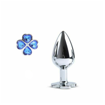 House Of Dasein Blue Flower Stainless Steel Metal Anal Crystal Butt Plug Vibrator Set Bdsm - Blue - M - Plug (No Vibrator)