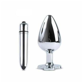 House Of Dasein Blue Flower Stainless Steel Metal Anal Crystal Butt Plug Vibrator Set Bdsm - Blue - L - Plug With Vibrator