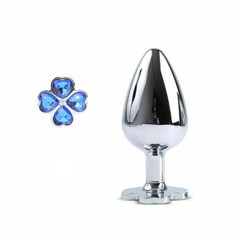 House Of Dasein Blue Flower Stainless Steel Metal Anal Crystal Butt Plug Vibrator Set Bdsm - Blue - L - Plug (No Vibrator)
