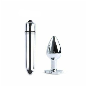 House Of Dasein Blue Flower Stainless Steel Metal Anal Crystal Butt Plug Vibrator Set Bdsm - Blue - S - Plug With Vibrator