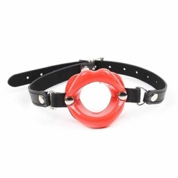 House Of Dasein Open Mouth Rubber Lips Gag Slave Training Bondage Restraints - Red