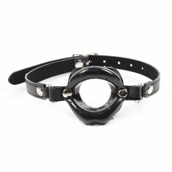 House Of Dasein Open Mouth Rubber Lips Gag Slave Training Bondage Restraints - Black